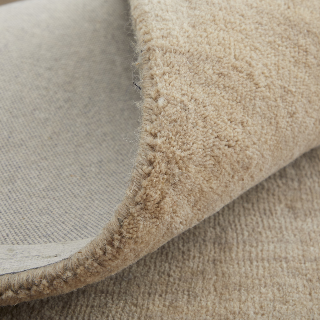 8" Tan Wool Hand Woven Runner Rug