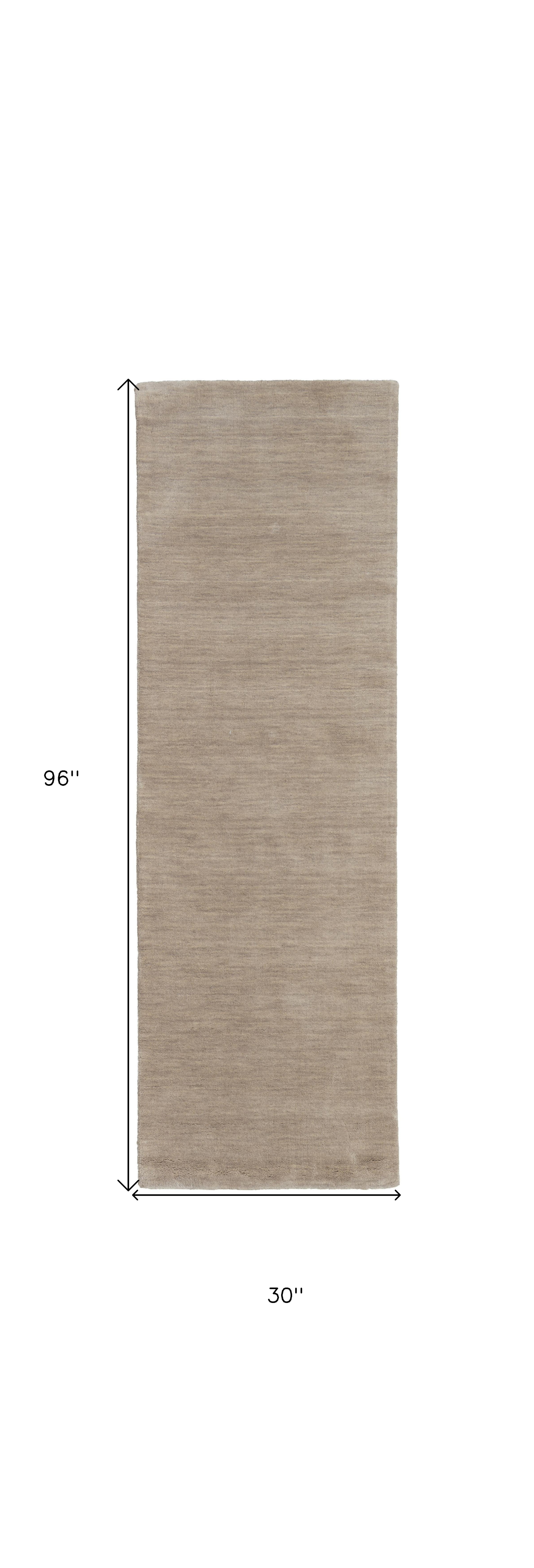 8" Tan Wool Hand Woven Runner Rug