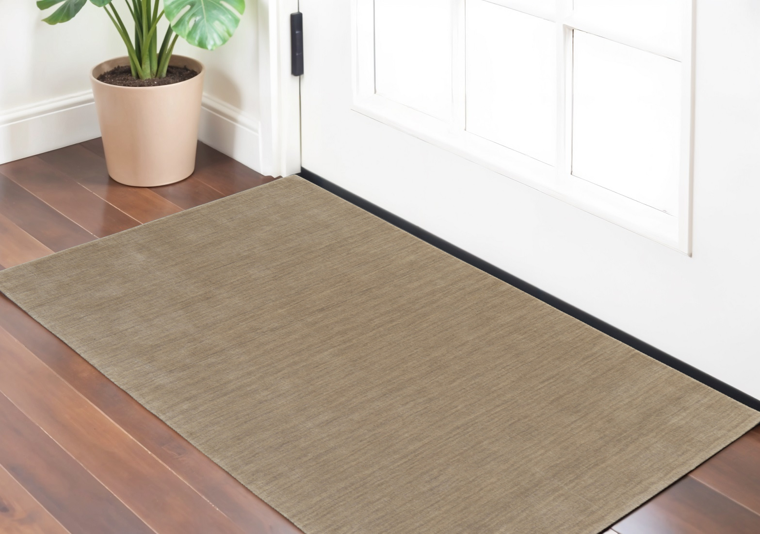 2" X 3" Tan Wool Hand Woven Area Rug