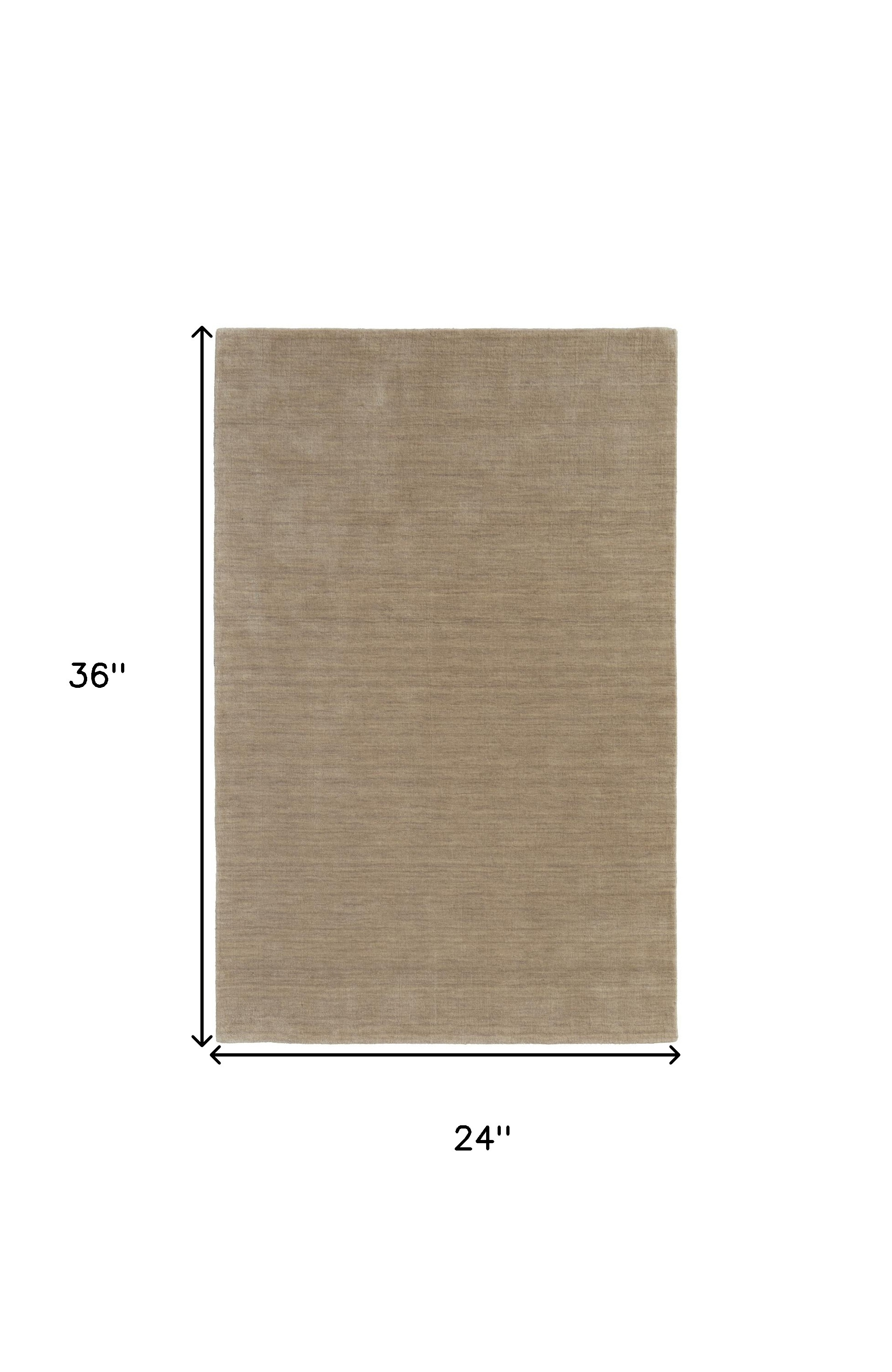 2" X 3" Tan Wool Hand Woven Area Rug