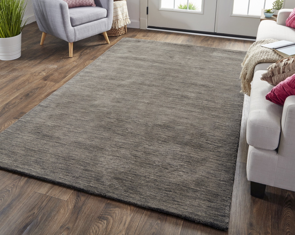 8" X 11" Brown Wool Hand Woven Area Rug