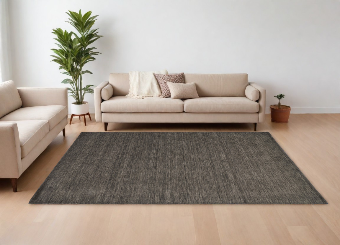 8" X 11" Brown Wool Hand Woven Area Rug