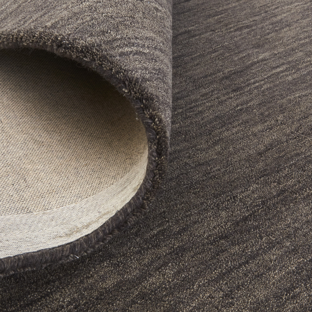 8" Brown Wool Hand Woven Runner Rug