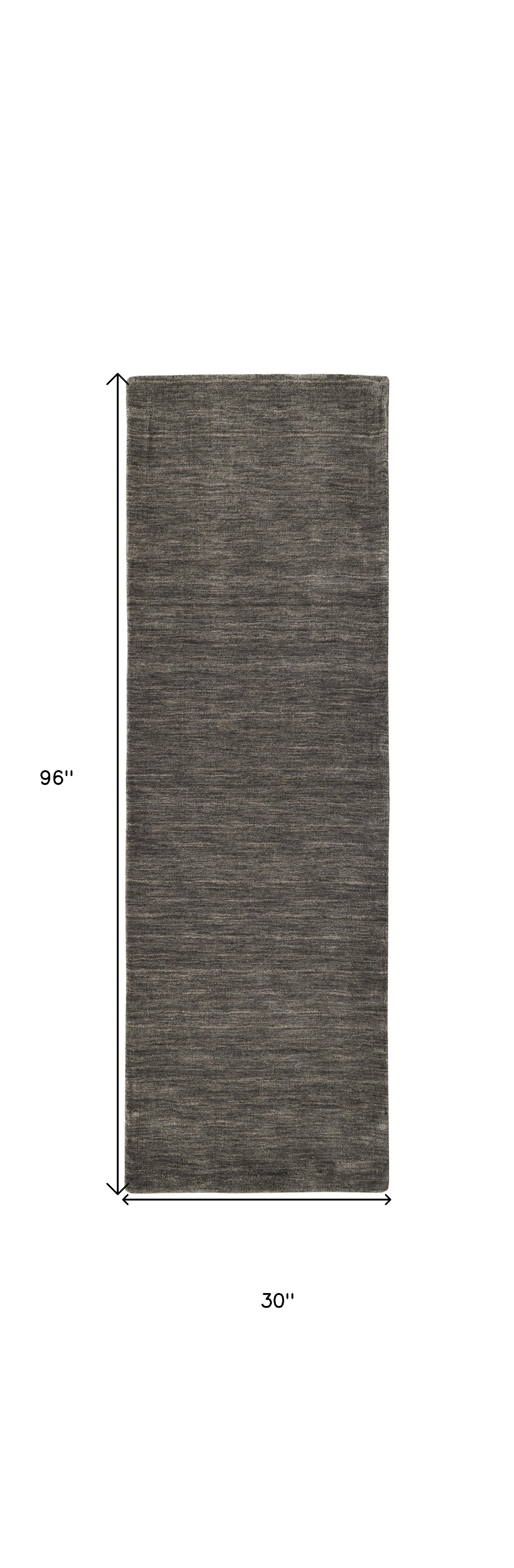 8" Brown Wool Hand Woven Runner Rug