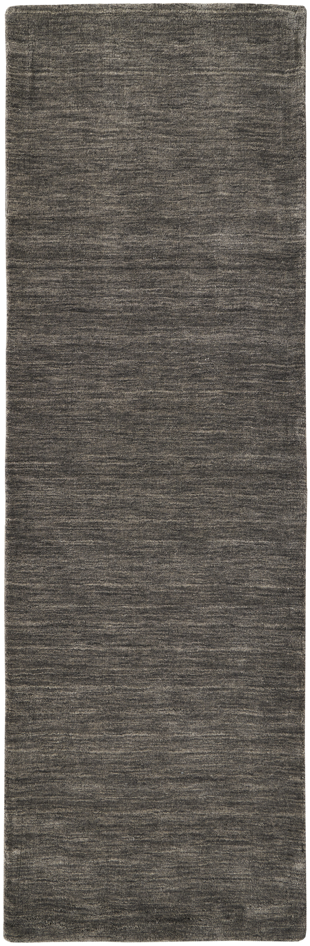 8" Brown Wool Hand Woven Runner Rug