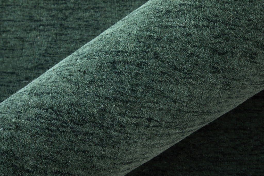 5" X 8" Green Wool Hand Woven Area Rug