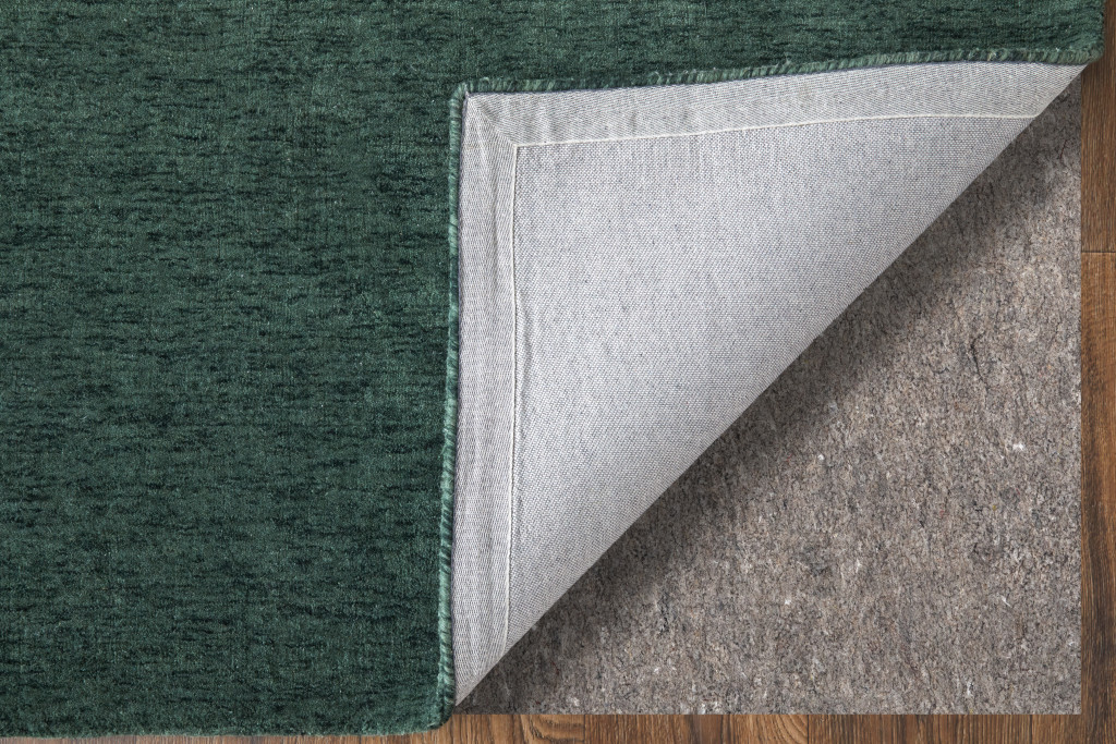 5" X 8" Green Wool Hand Woven Area Rug
