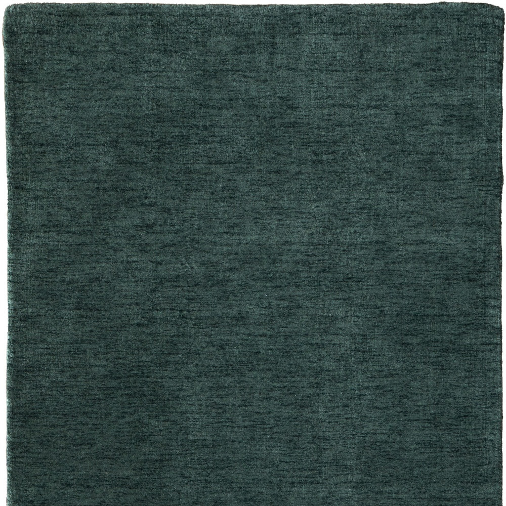 5" X 8" Green Wool Hand Woven Area Rug