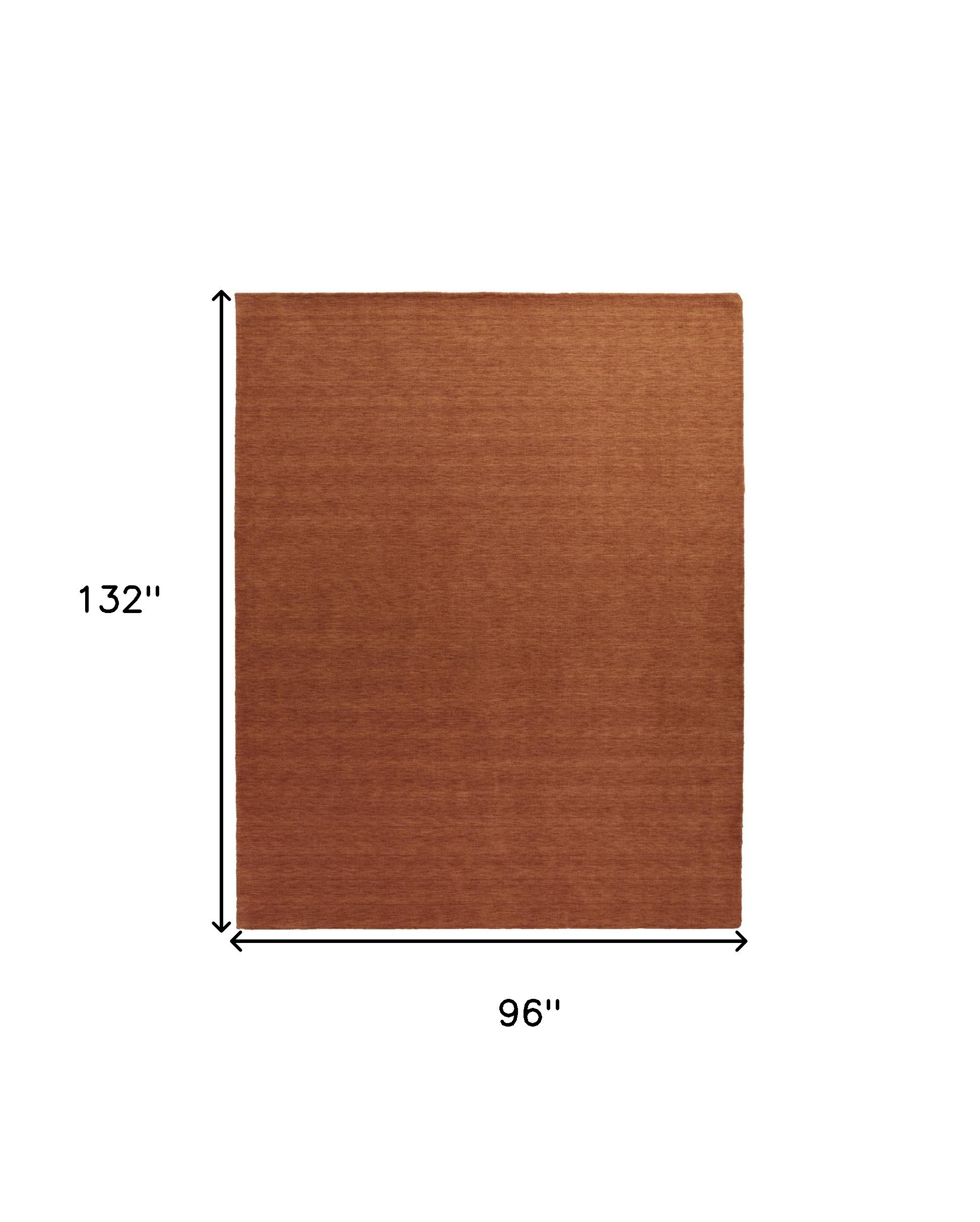 8" X 11" Orange Wool Hand Woven Area Rug