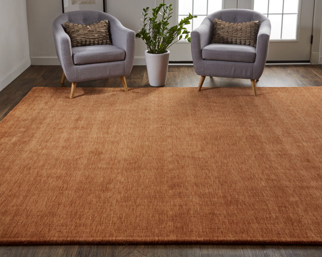 2" X 3" Orange Wool Hand Woven Area Rug