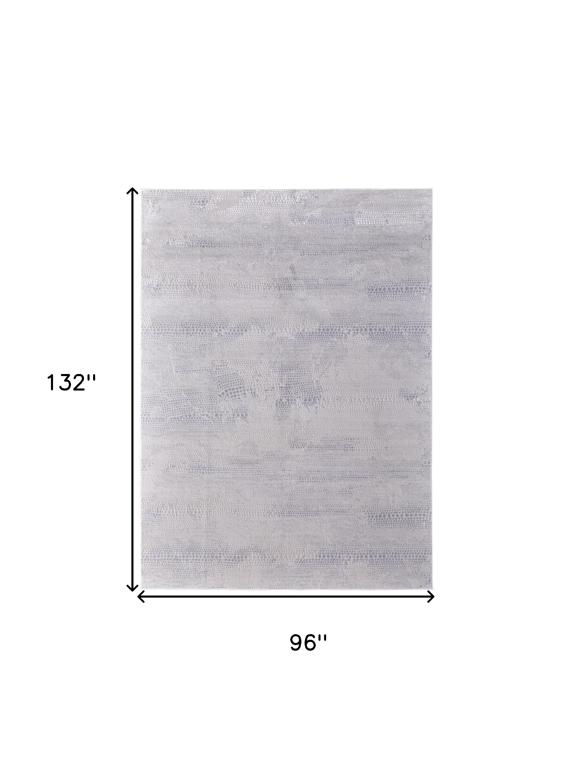 8" X 11" Gray and Ivory Abstract Power Loom Worn Faded Area Rug