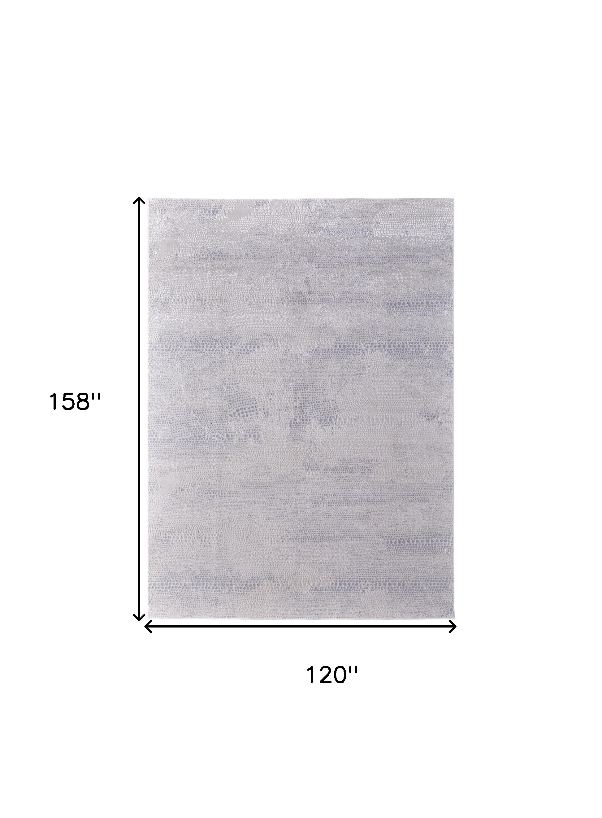 10" X 13" Gray and Ivory Abstract Power Loom Worn Faded Area Rug