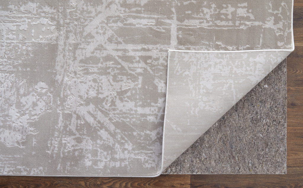 8" X 11" Taupe and Ivory Abstract Power Loom Worn Faded Area Rug