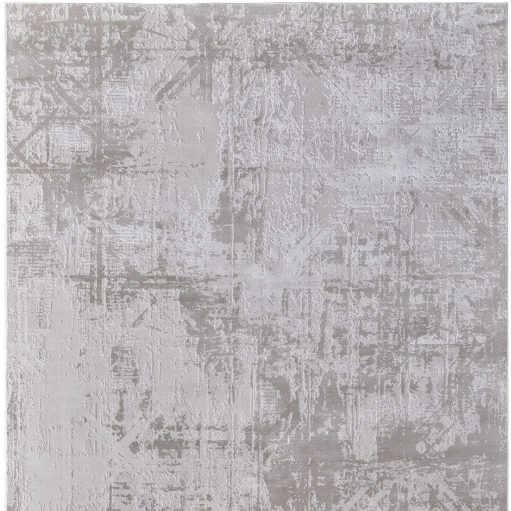 8" X 11" Taupe and Ivory Abstract Power Loom Worn Faded Area Rug