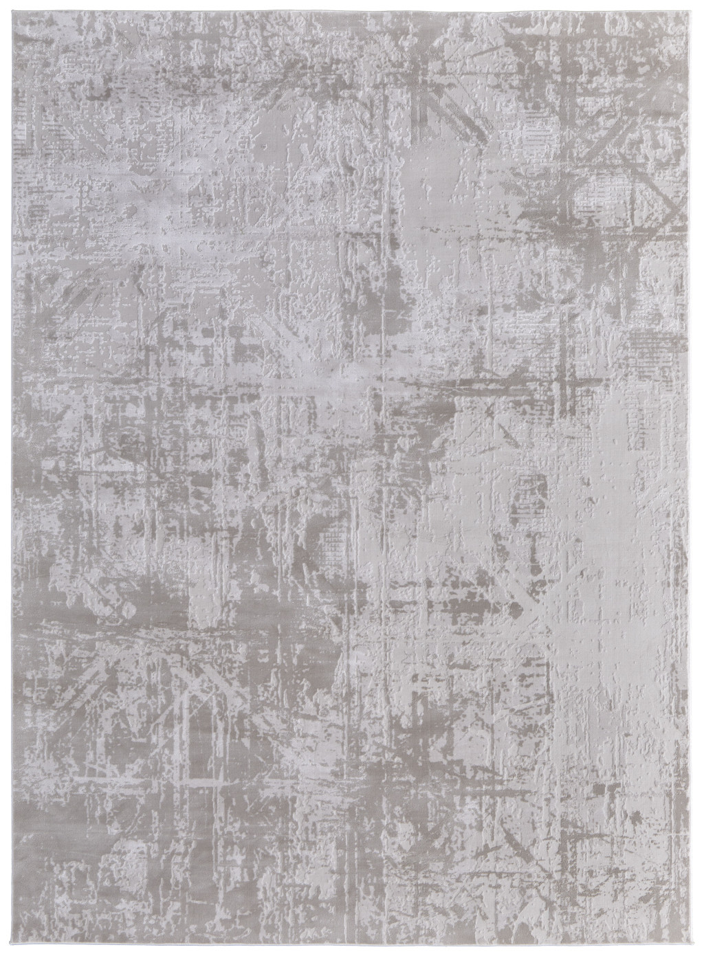 8" X 11" Taupe and Ivory Abstract Power Loom Worn Faded Area Rug