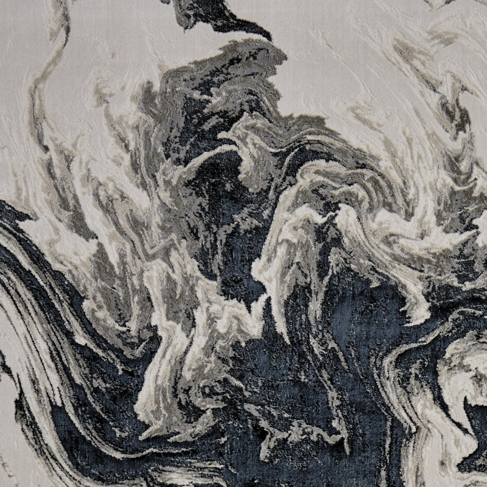 5" X 8" Ivory Black and Taupe Abstract Power Loom Area Rug
