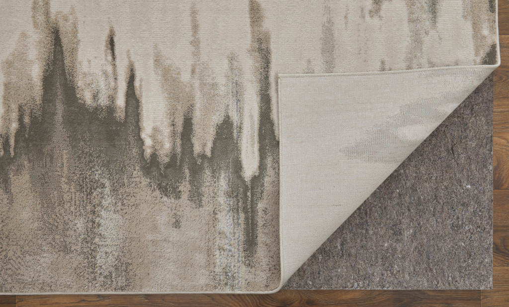 4" X 6" Gray Ivory and Taupe Abstract Power Loom Area Rug
