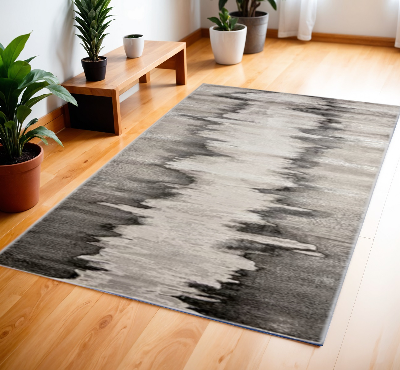 4" X 6" Gray Ivory and Taupe Abstract Power Loom Area Rug
