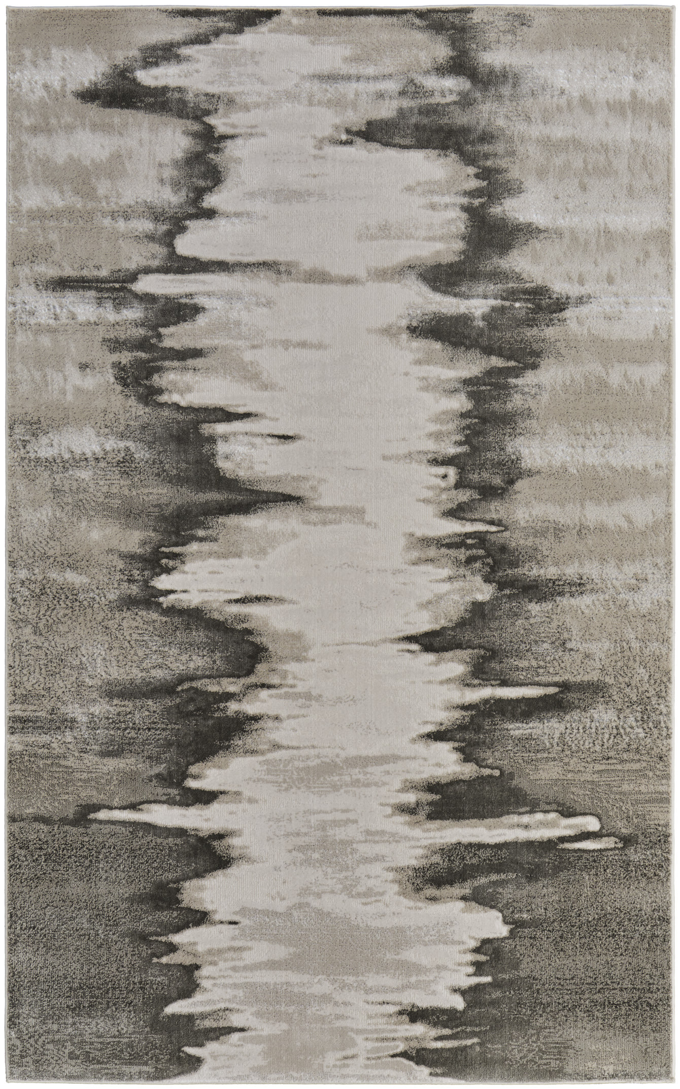 4" X 6" Gray Ivory and Taupe Abstract Power Loom Area Rug