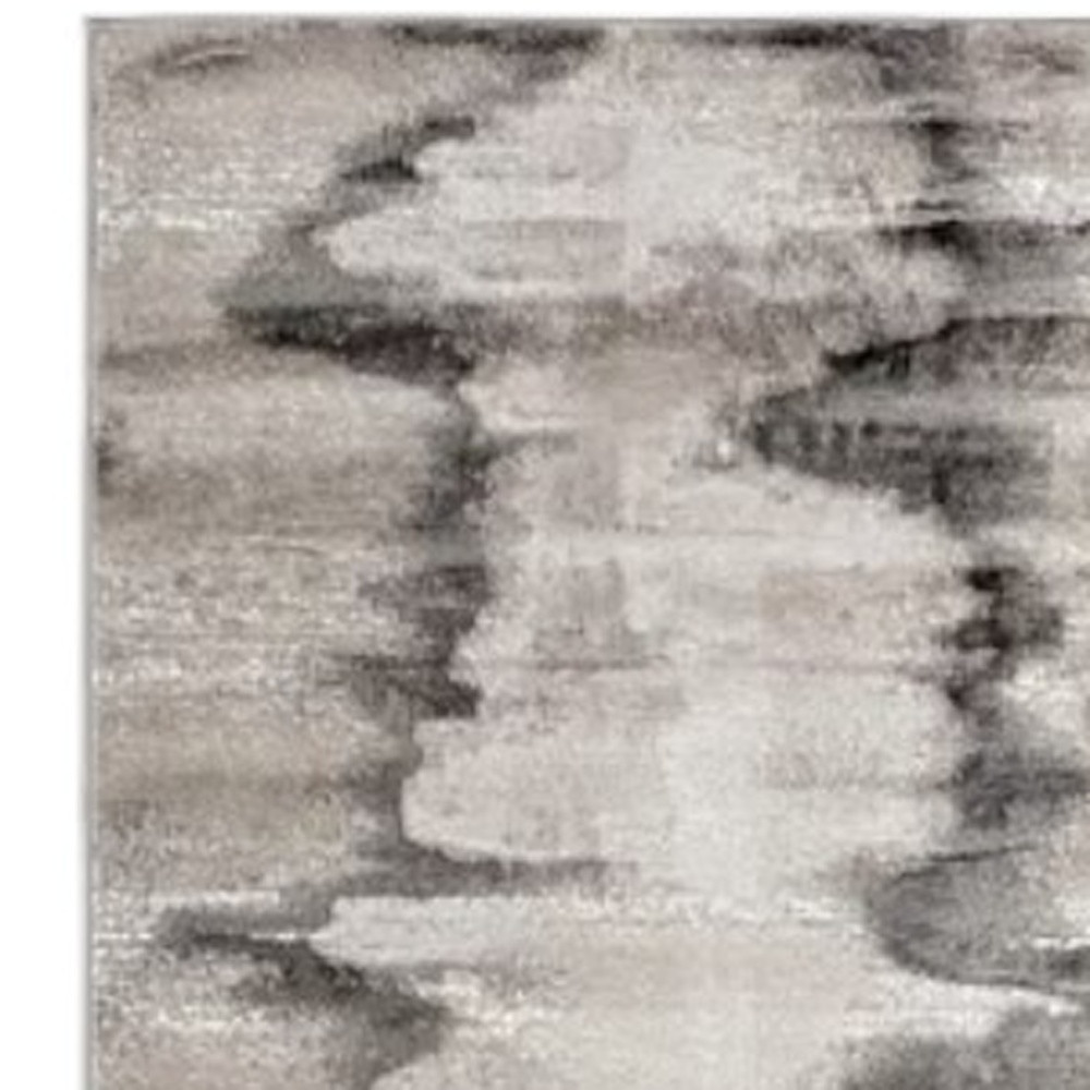 4" X 6" Gray Ivory and Taupe Abstract Power Loom Area Rug