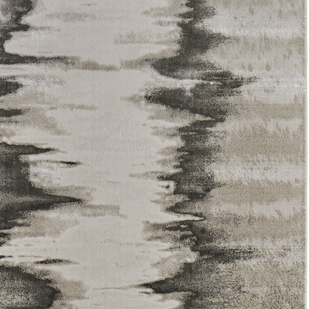 8" X 10" Gray Ivory and Taupe Abstract Power Loom Area Rug