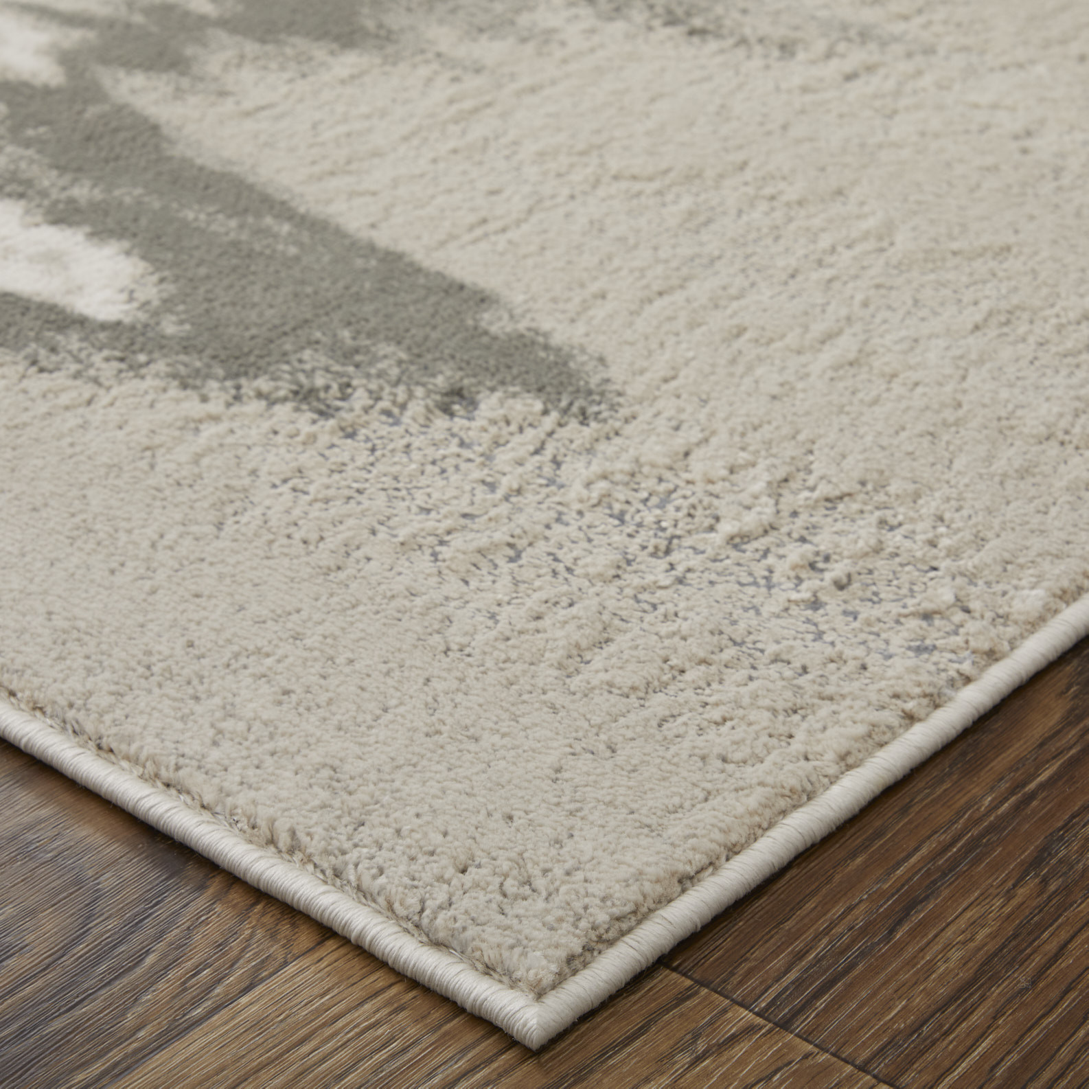9" X 12" Gray Ivory and Taupe Abstract Power Loom Area Rug