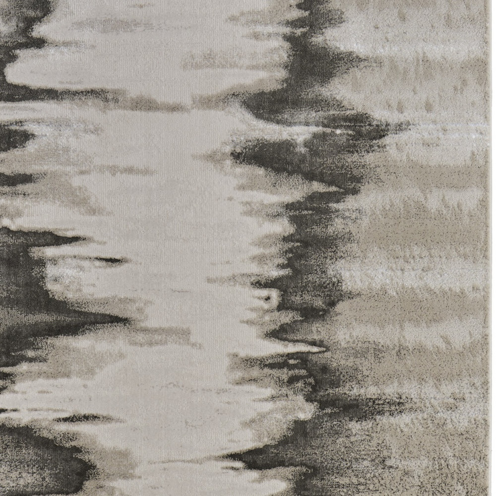 10" X 13" Gray Ivory and Taupe Abstract Power Loom Area Rug