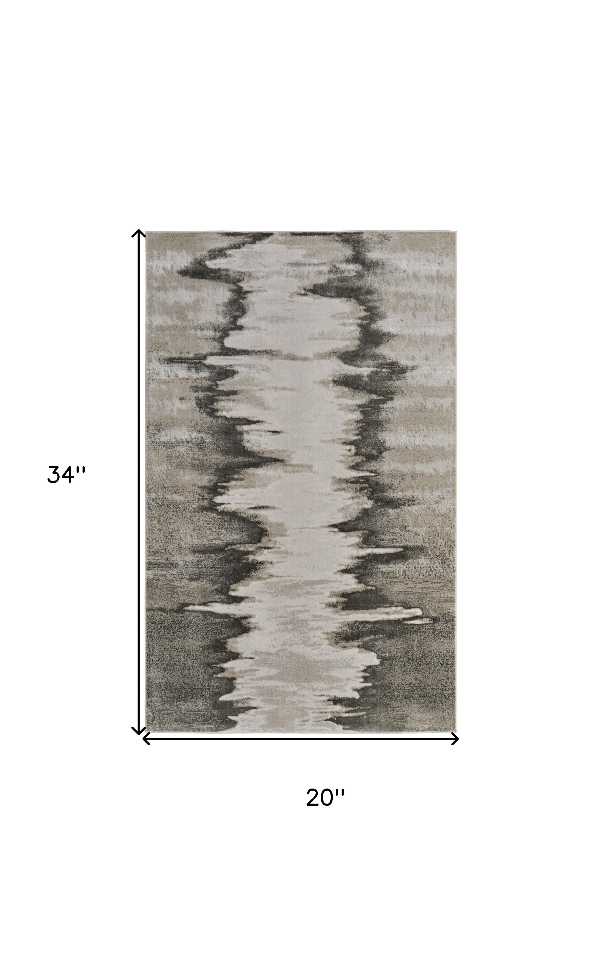 2" X 3" Gray Ivory and Taupe Abstract Power Loom Area Rug