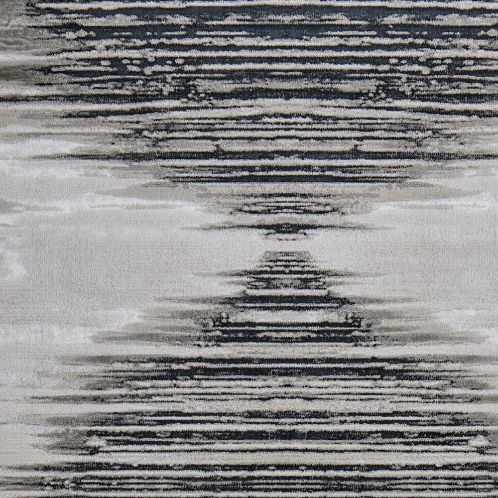 8" X 10" Black and Silver Geometric Power Loom Area Rug