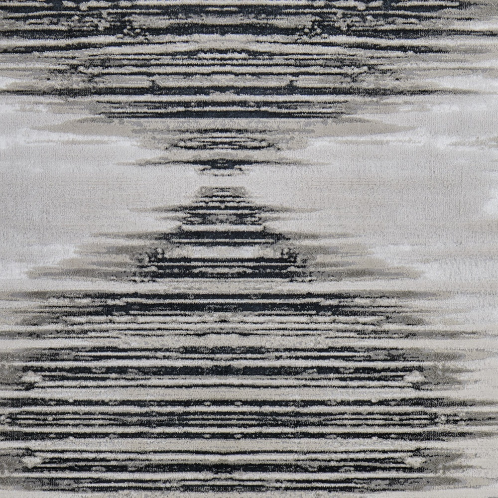 7" X 10" Black and Silver Geometric Power Loom Area Rug