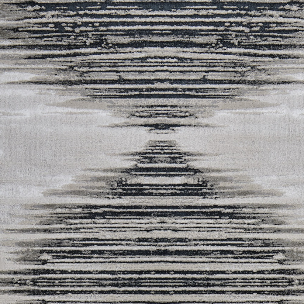 2" X 3" Black and Silver Geometric Power Loom Area Rug