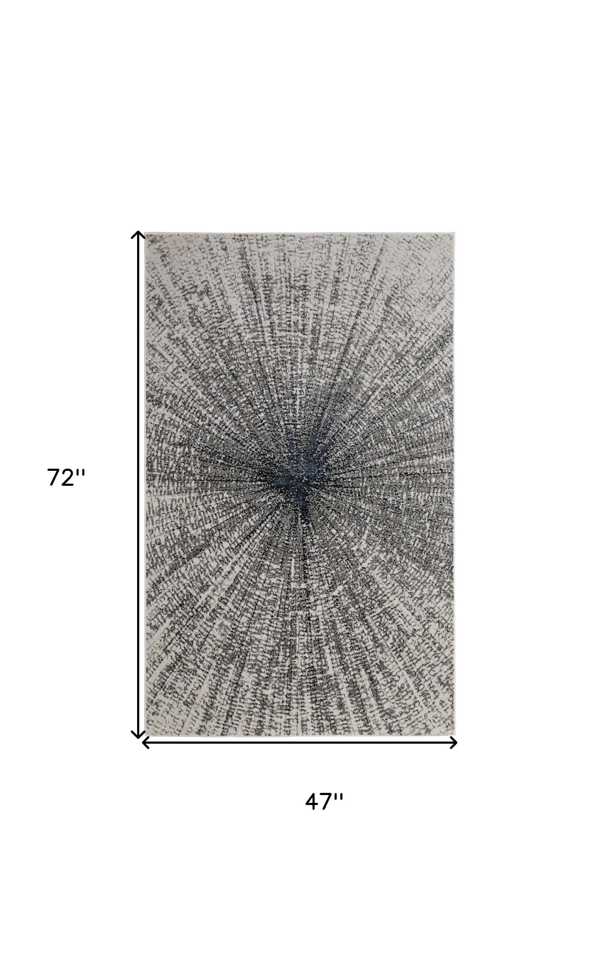 4" X 6" Gray and Ivory Abstract Power Loom Area Rug
