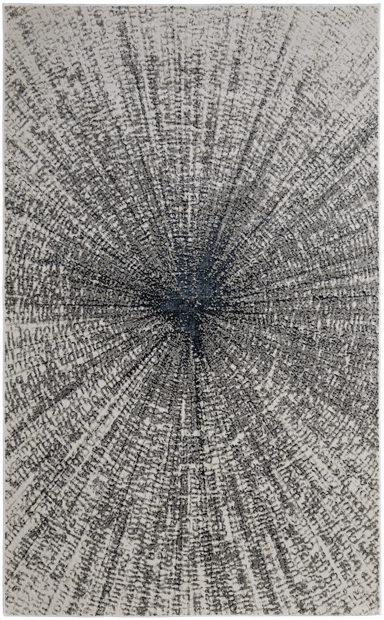 4" X 6" Gray and Ivory Abstract Power Loom Area Rug