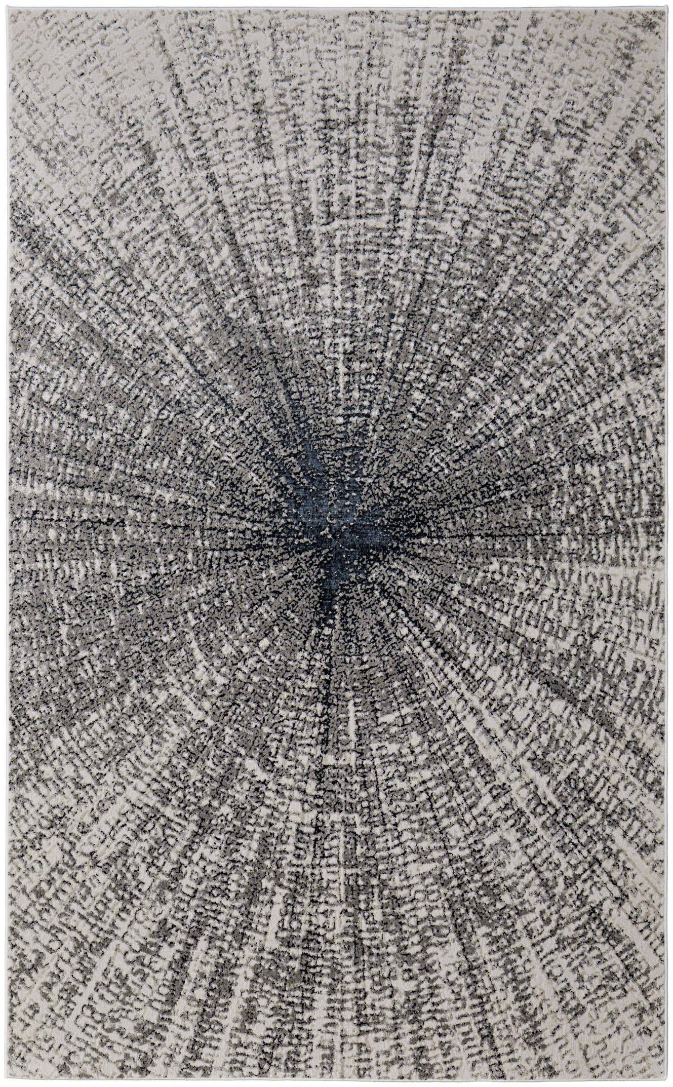 5" X 8" Gray and Ivory Abstract Power Loom Area Rug