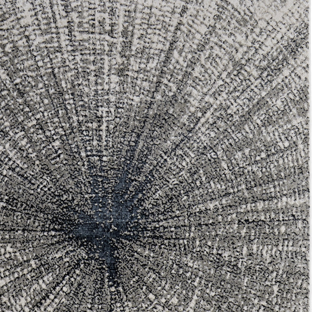 10" X 13" Gray and Ivory Abstract Power Loom Area Rug