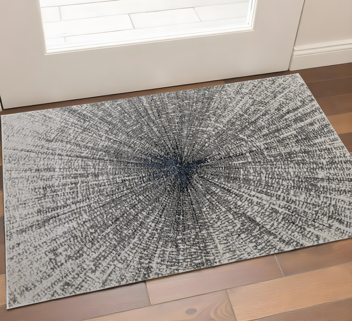 2" X 3" Gray and Ivory Abstract Power Loom Area Rug