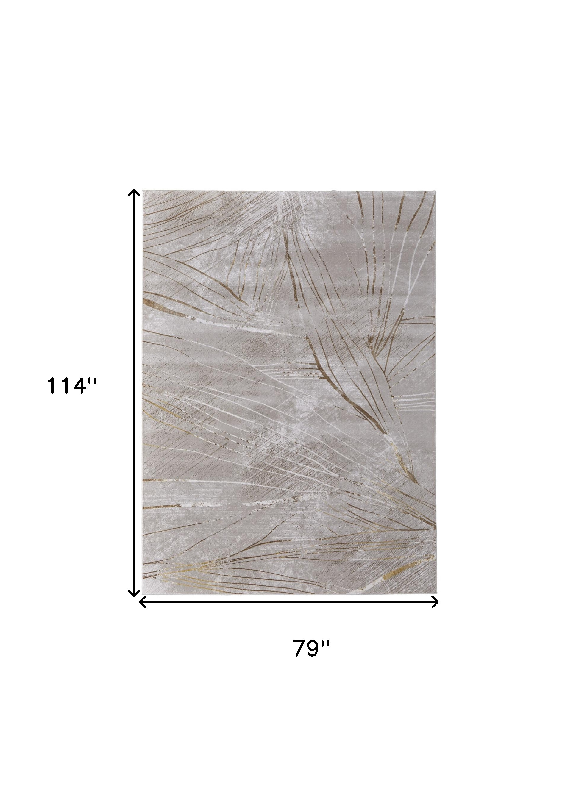 7" X 10" Silver Brown and Taupe Abstract Power Loom Area Rug