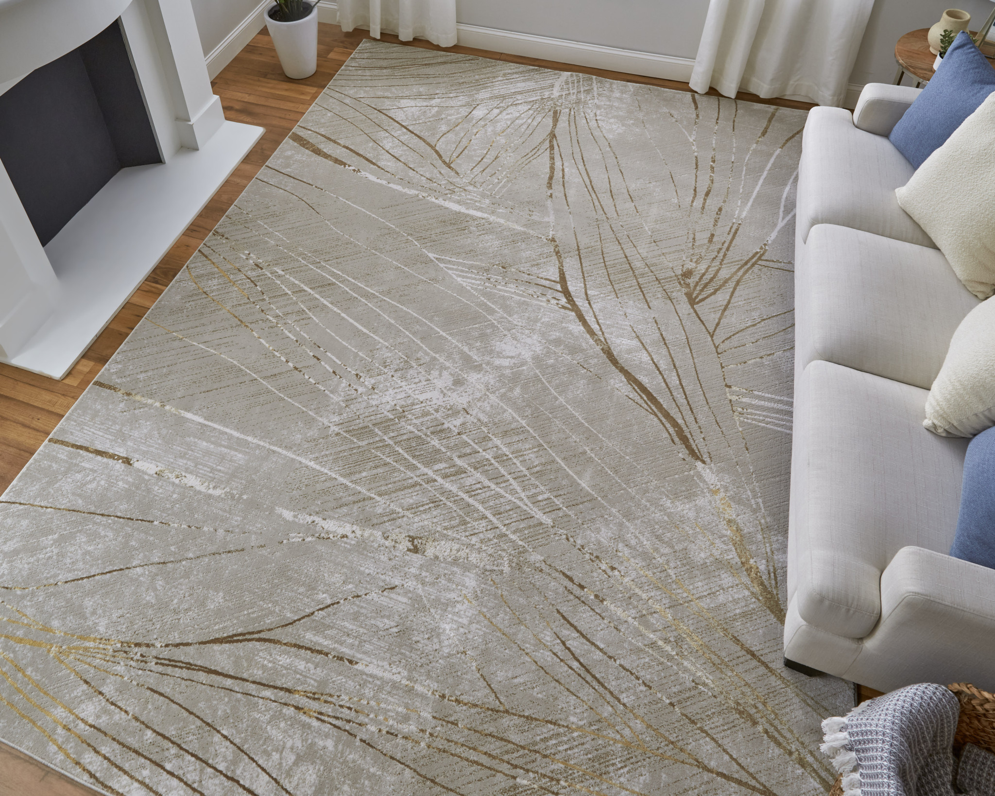 2" X 3" Silver Brown and Taupe Abstract Power Loom Area Rug
