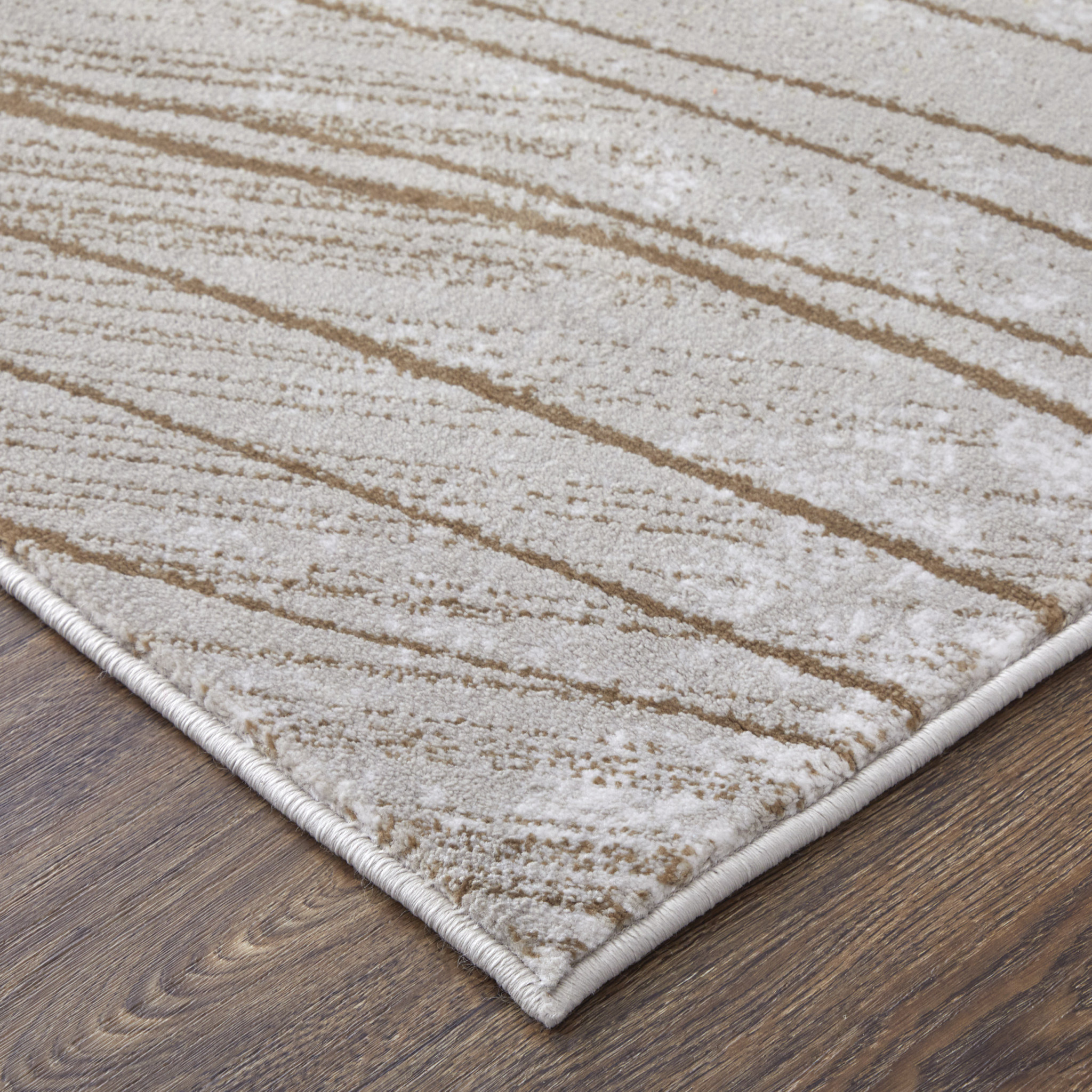 2" X 3" Silver Brown and Taupe Abstract Power Loom Area Rug