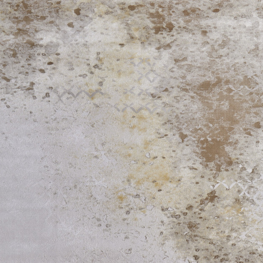 5" X 8" Tan and Ivory Abstract Power Loom Worn Faded Area Rug
