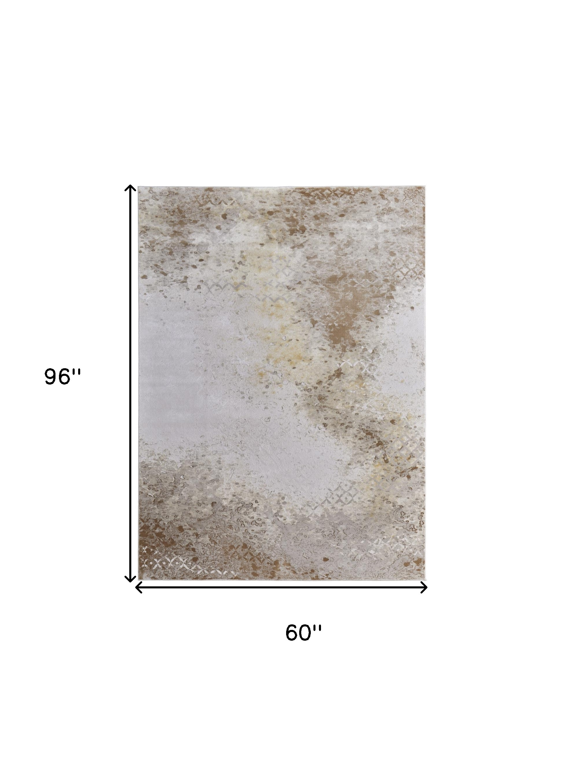 5" X 8" Tan and Ivory Abstract Power Loom Worn Faded Area Rug