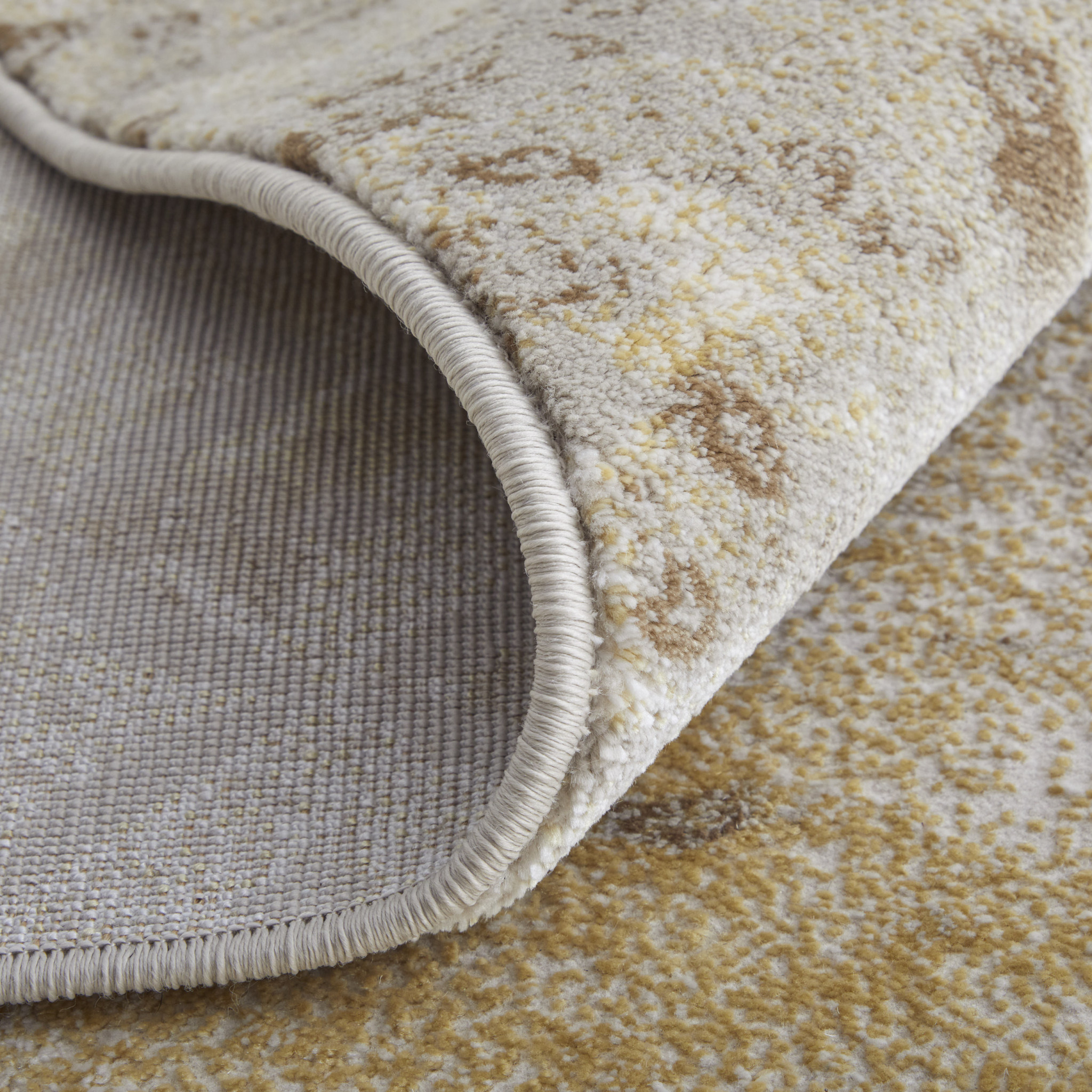 8" X 11" Tan and Ivory Abstract Power Loom Worn Faded Area Rug