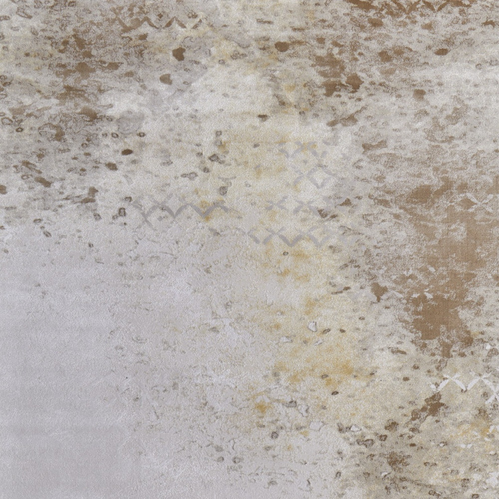 10" X 13" Tan and Ivory Abstract Power Loom Worn Faded Area Rug