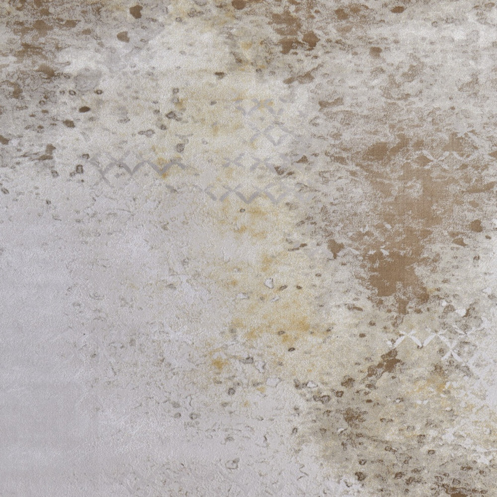 2" X 3" Tan and Ivory Abstract Power Loom Worn Faded Area Rug