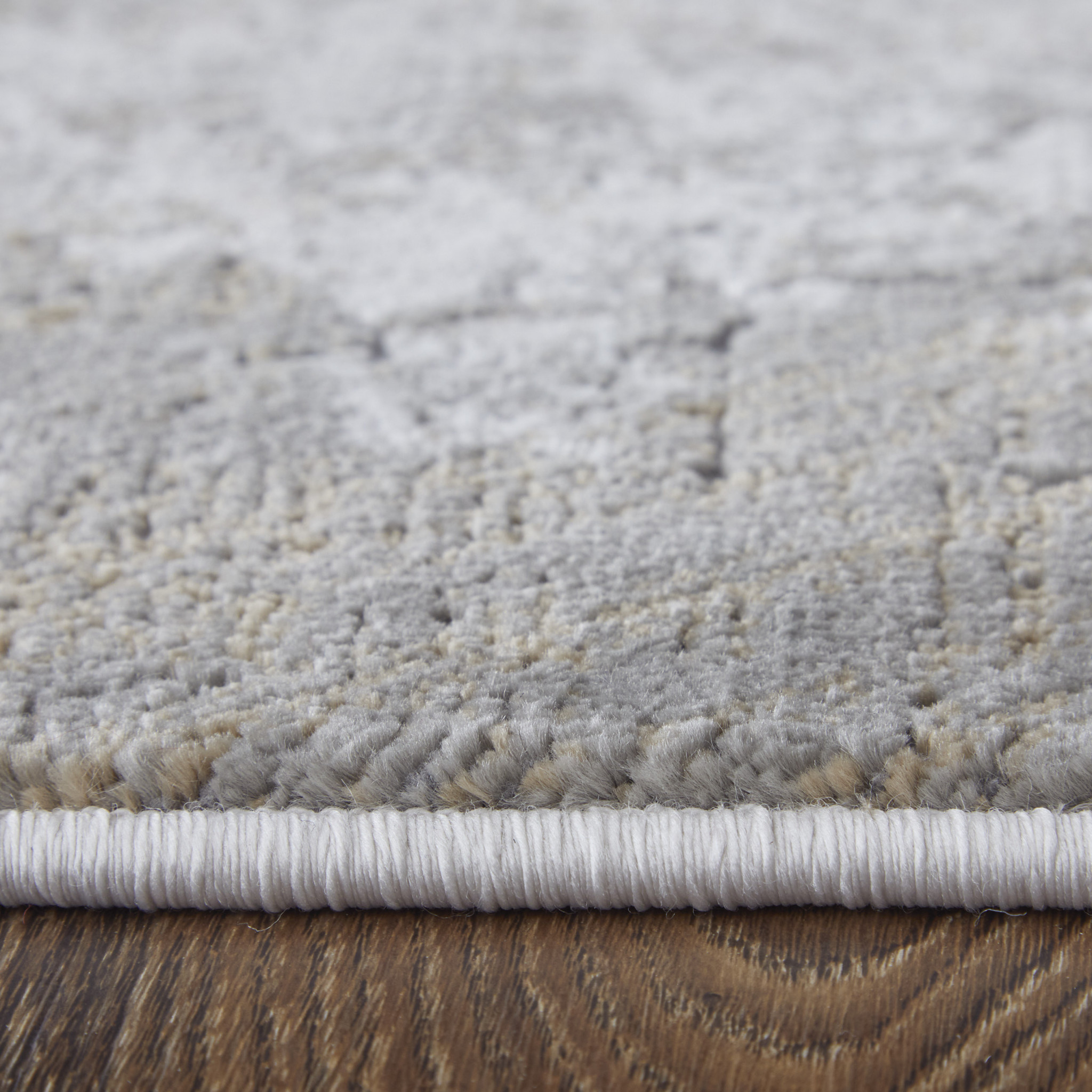 5" X 8" Gray and Silver Abstract Power Loom Worn Faded Area Rug
