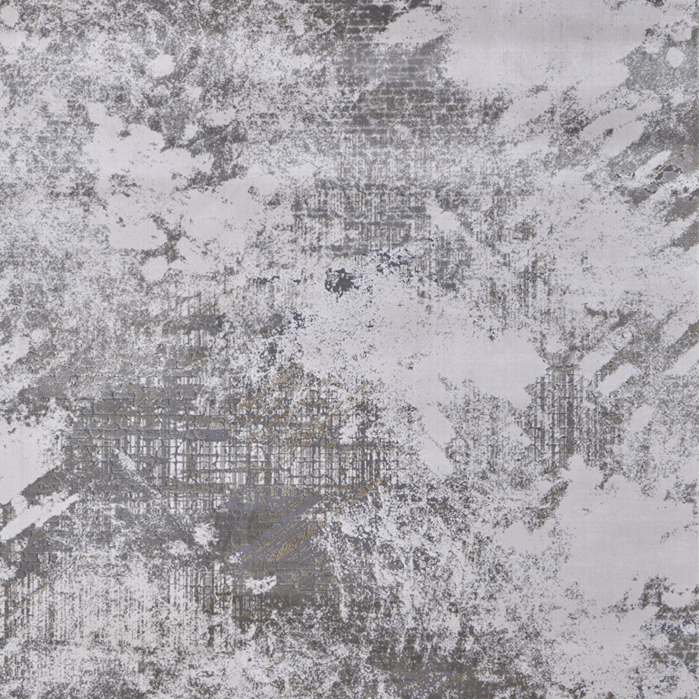 8" X 11" Gray and Silver Abstract Power Loom Worn Faded Area Rug