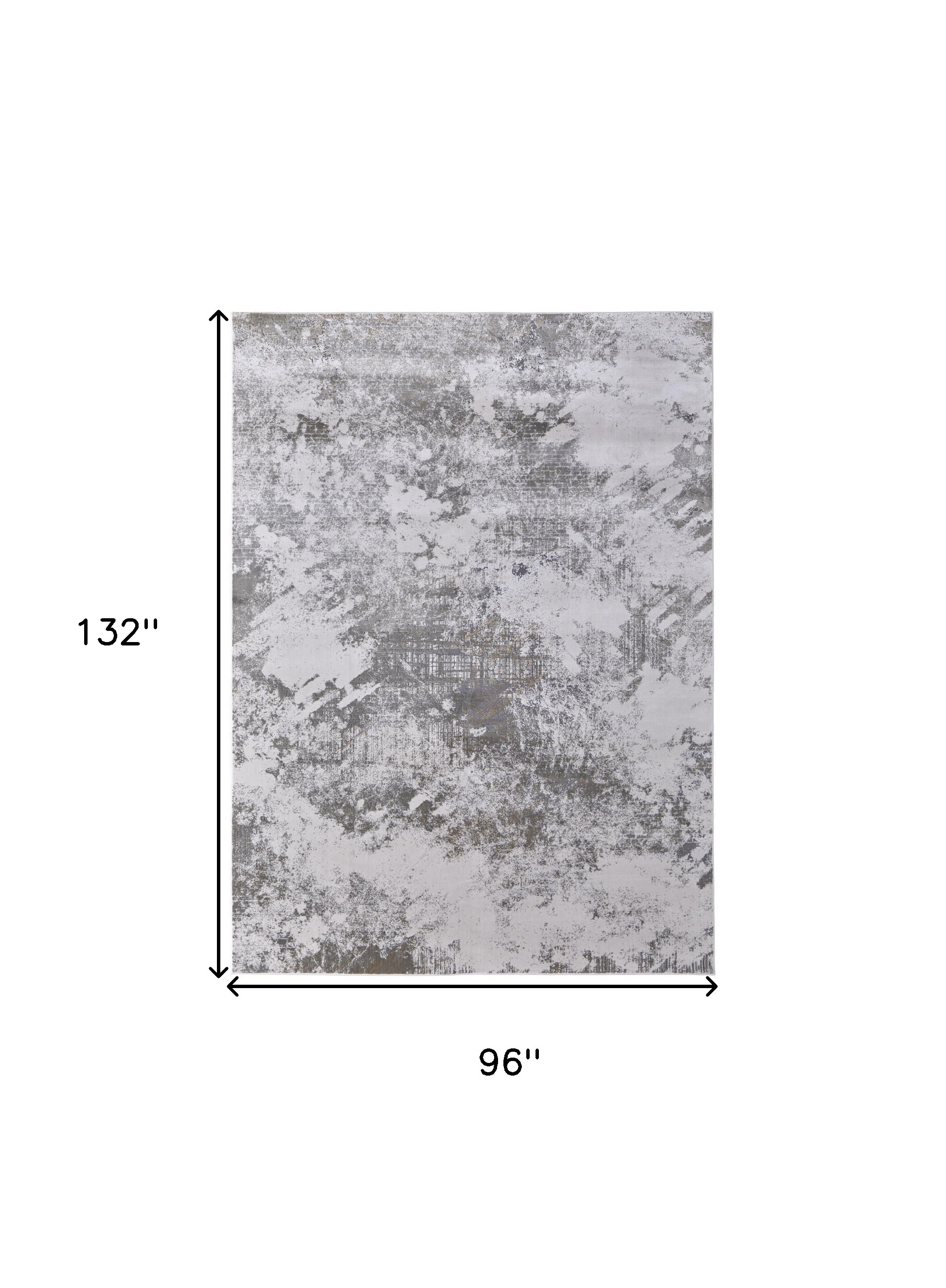 8" X 11" Gray and Silver Abstract Power Loom Worn Faded Area Rug