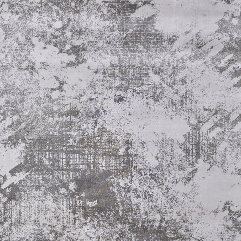 2" X 3" Gray and Silver Abstract Power Loom Worn Faded Area Rug