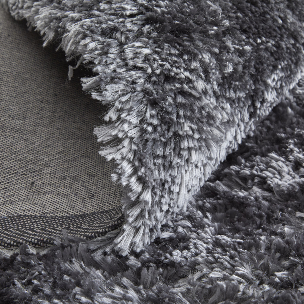 5" X 8" Gray Shag Hand Tufted Area Rug
