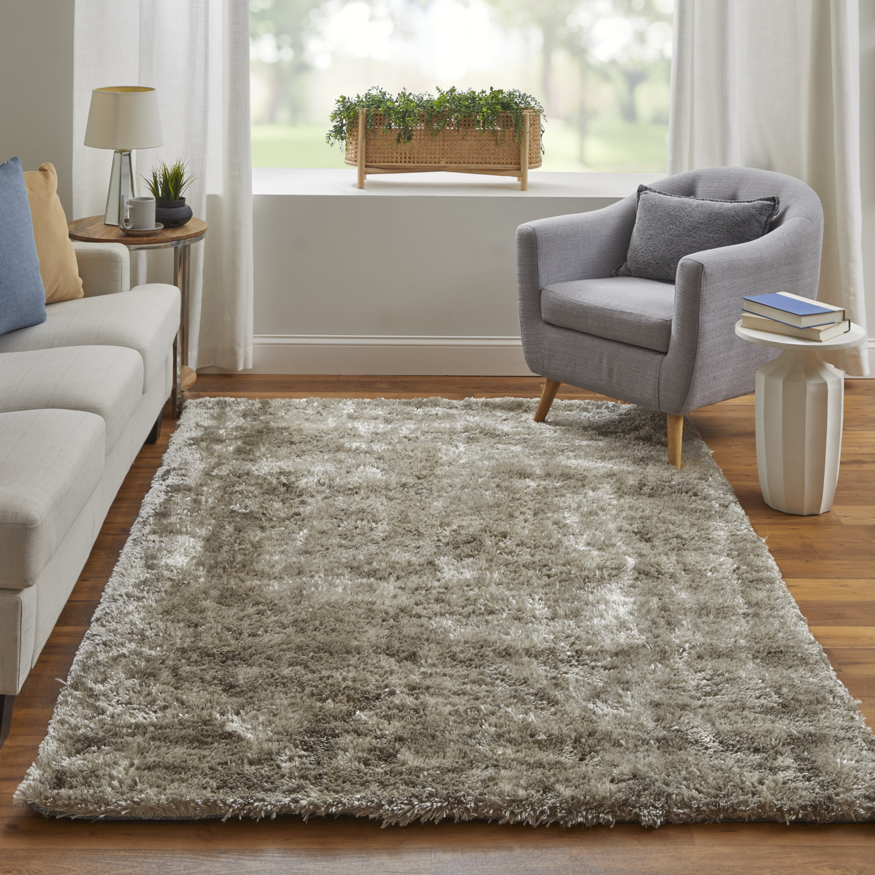 5" X 8" Gold Shag Hand Tufted Area Rug